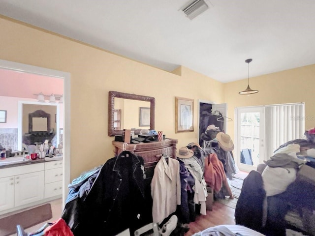 bedroom with light hardwood / wood-style floors