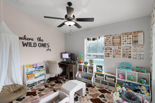 game room featuring ceiling fan