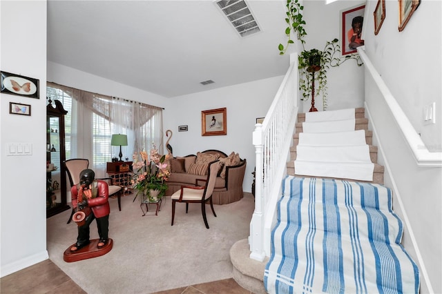 view of tiled living room