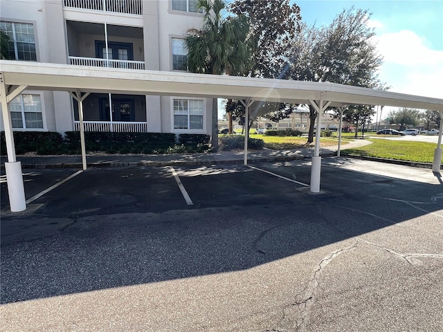 view of covered parking lot