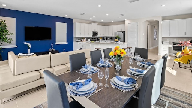 view of tiled dining area