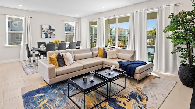 view of tiled living room