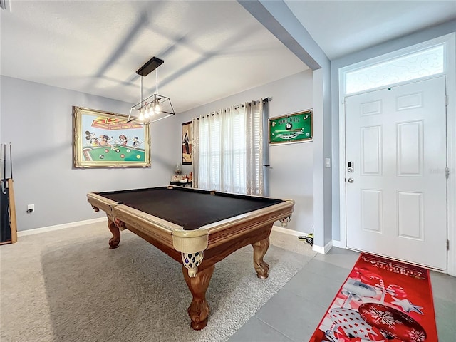 recreation room featuring carpet floors and pool table