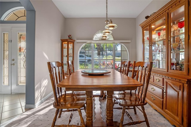 view of tiled dining space