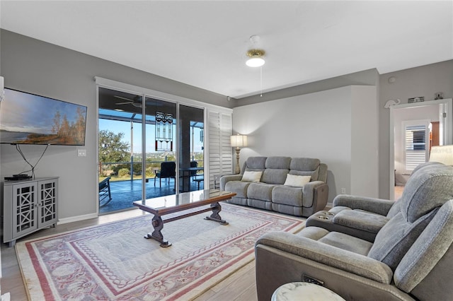 living room with wood-type flooring