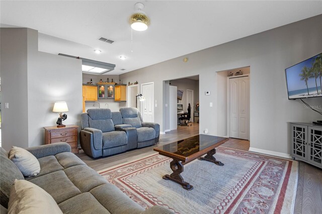 living room featuring hardwood / wood-style flooring