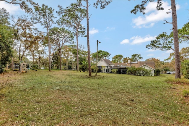 view of yard with a playground