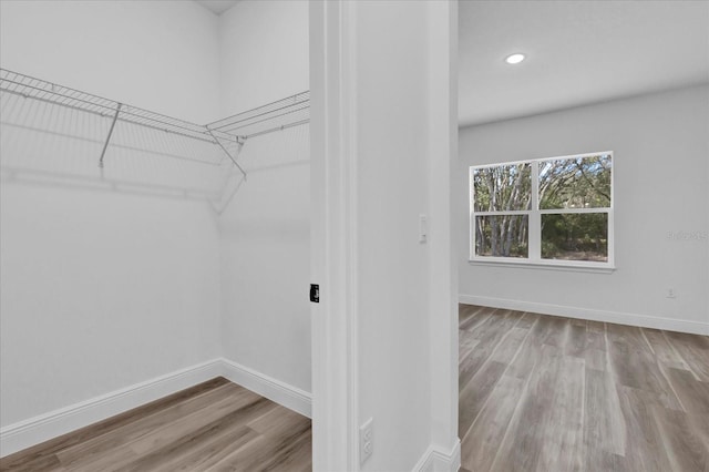 walk in closet featuring light wood-type flooring