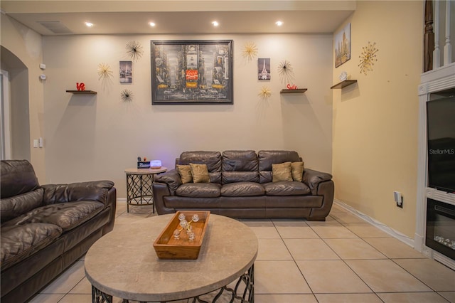 view of tiled living room