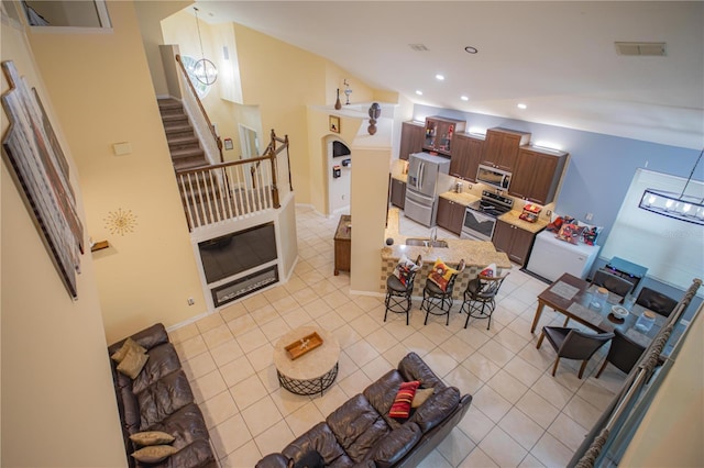 view of tiled living room