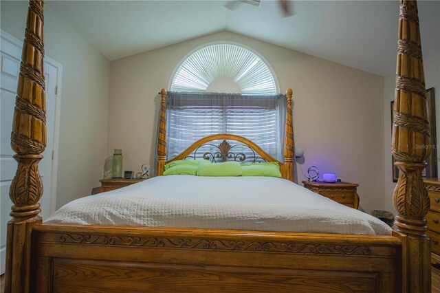 bedroom with vaulted ceiling