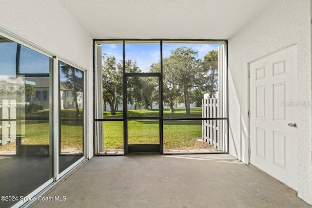 view of unfurnished sunroom