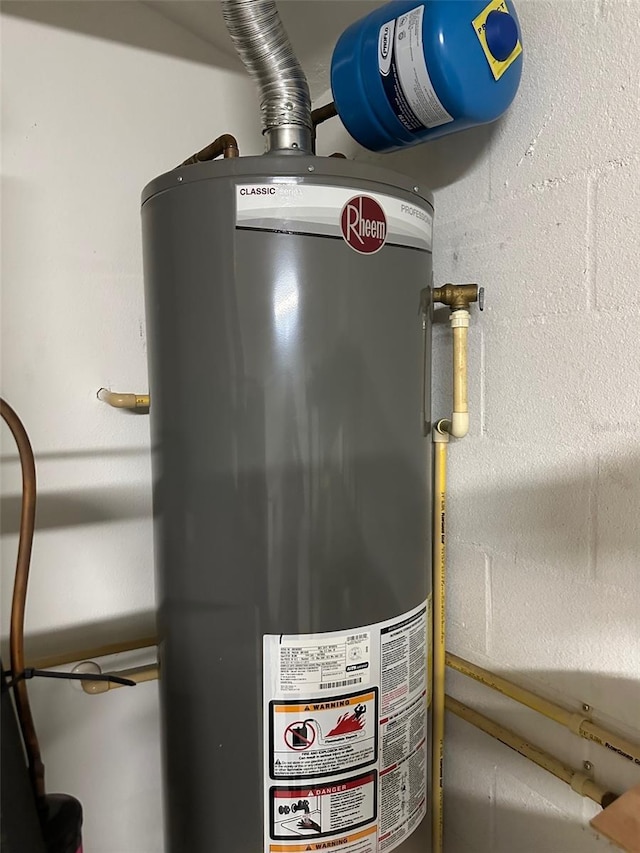 utility room featuring gas water heater