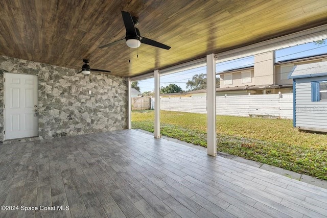 view of patio / terrace featuring ceiling fan