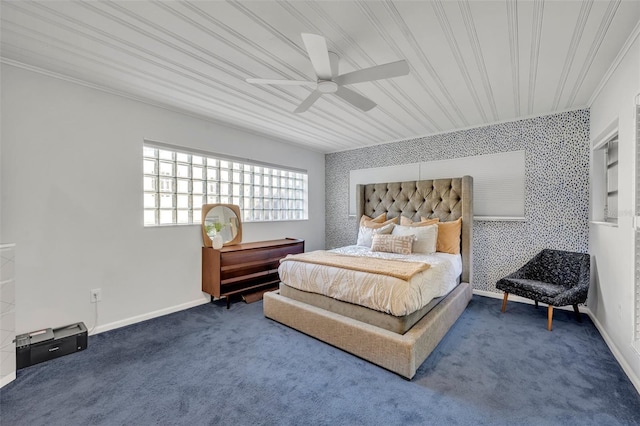 bedroom featuring carpet floors and ceiling fan