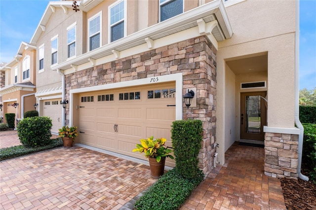 exterior space featuring a garage