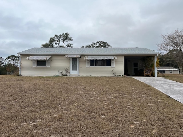 single story home featuring a carport