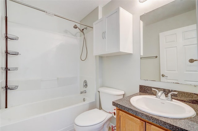 full bathroom with vanity, toilet, and tub / shower combination