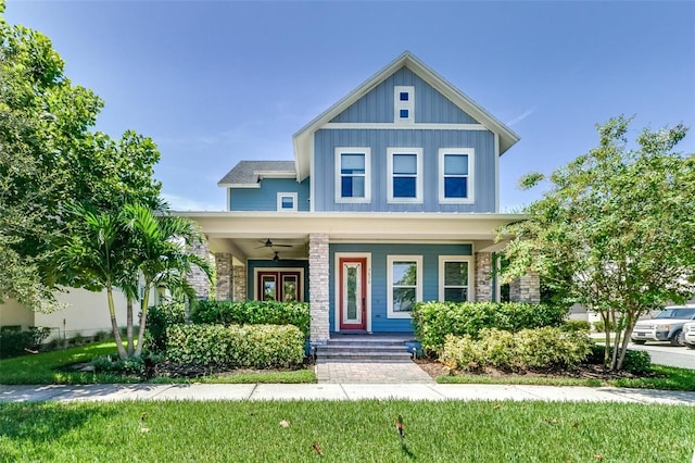 craftsman house with covered porch