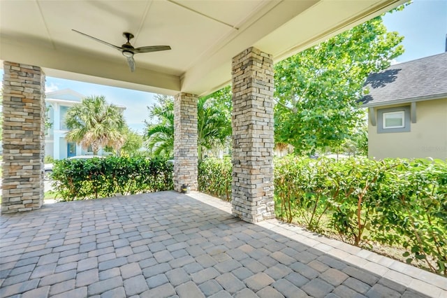 view of patio / terrace featuring ceiling fan