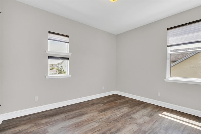 spare room featuring wood-type flooring