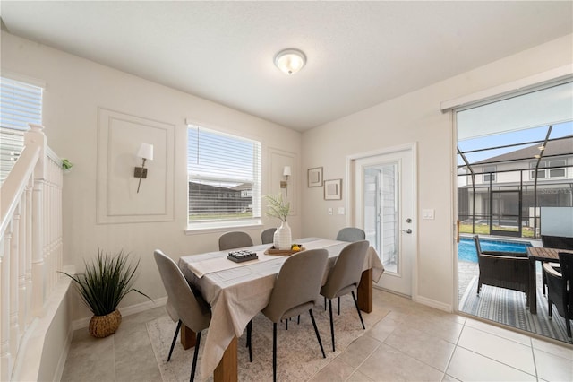 view of tiled dining space