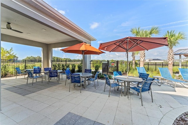 view of patio with ceiling fan