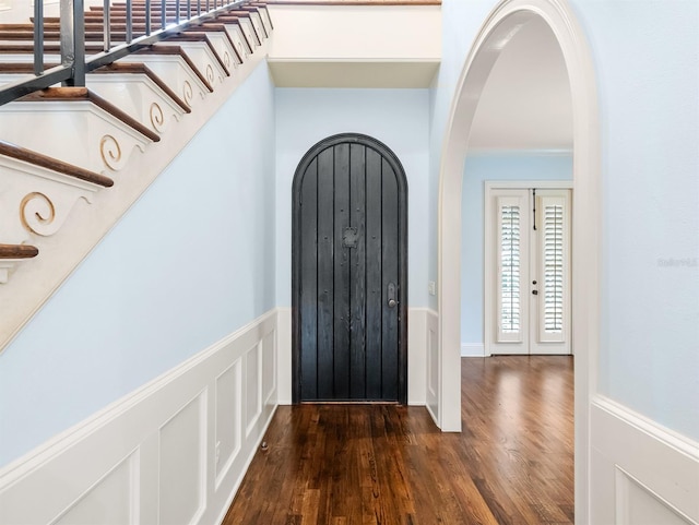 entrance foyer with dark wood-type flooring