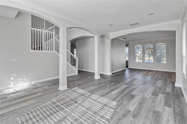 entrance foyer featuring hardwood / wood-style flooring and ornamental molding