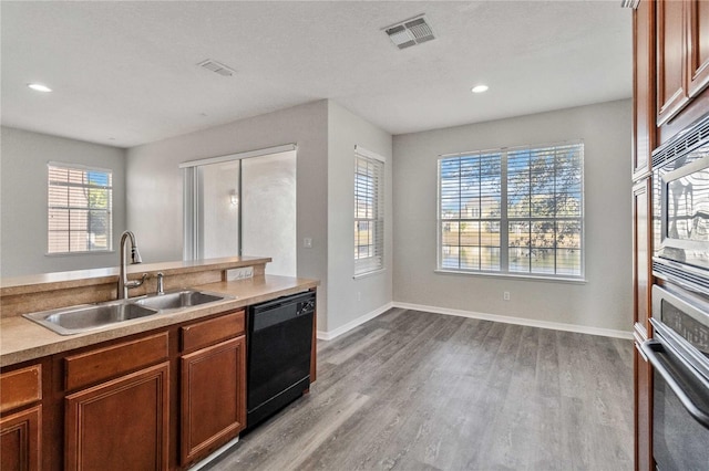 kitchen featuring sink, stainless steel appliances, and light hardwood / wood-style flooring