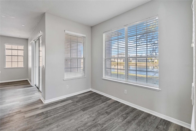 empty room featuring dark hardwood / wood-style floors