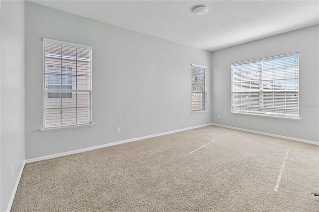 unfurnished room featuring light colored carpet and a wealth of natural light