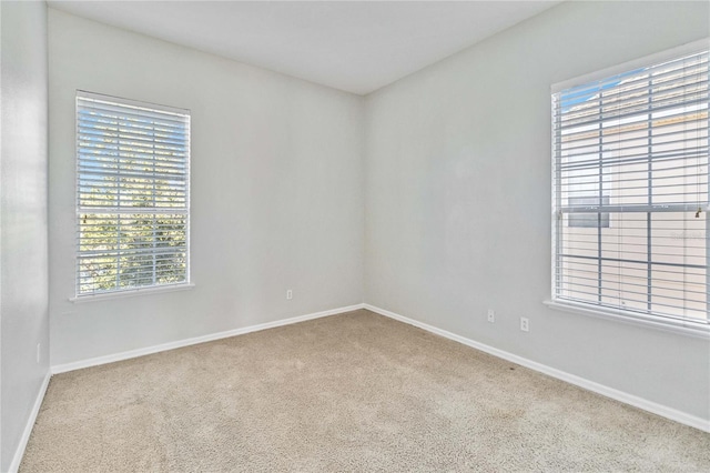 unfurnished room featuring carpet and plenty of natural light