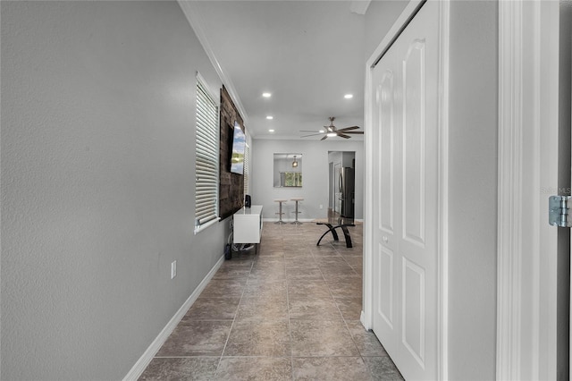 corridor with crown molding