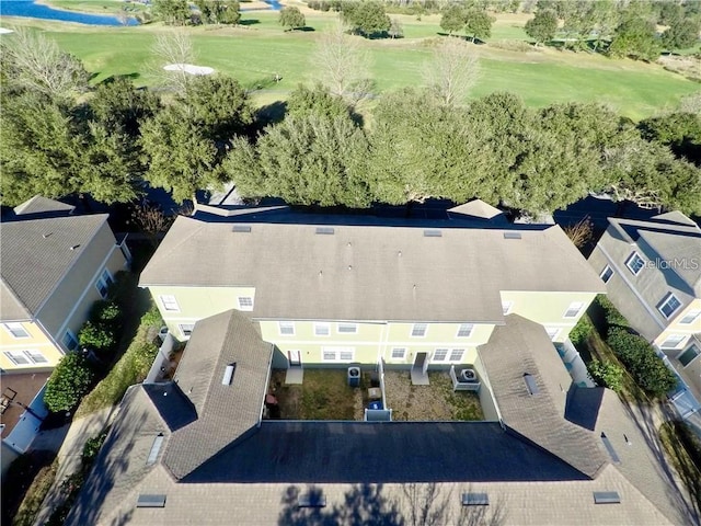 bird's eye view with view of golf course