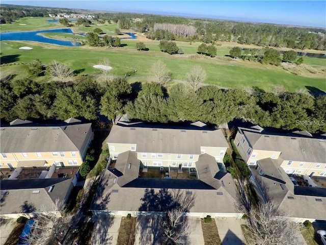 bird's eye view featuring view of golf course and a residential view