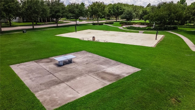 view of home's community with a lawn