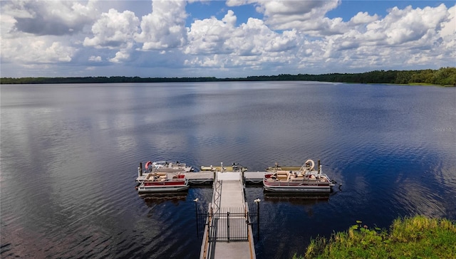 view of dock featuring a water view