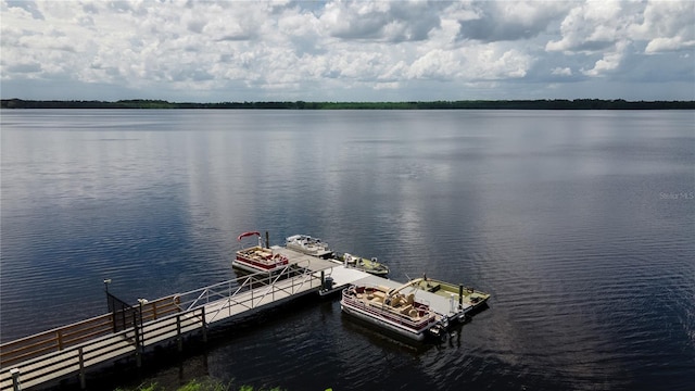 view of dock featuring a water view