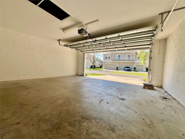 garage with a garage door opener