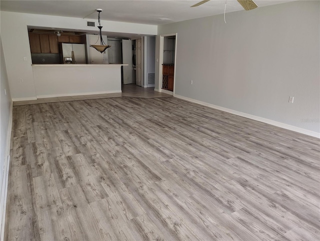 unfurnished living room featuring light hardwood / wood-style flooring