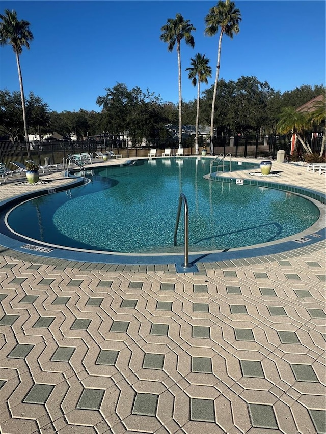 view of swimming pool with a patio