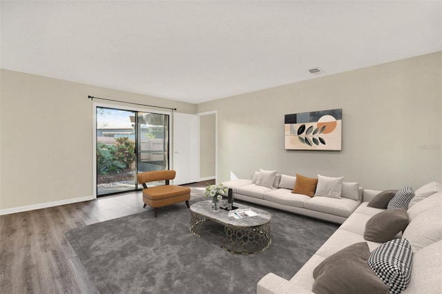 living room with hardwood / wood-style flooring