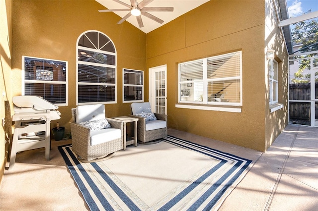 view of patio / terrace with ceiling fan