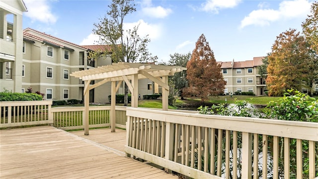 wooden deck with a pergola