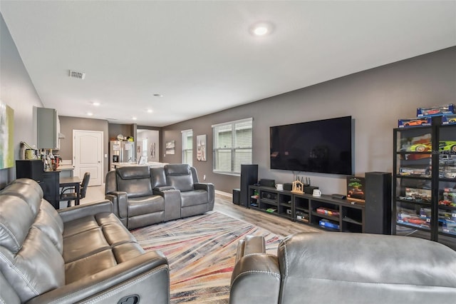 living room featuring light hardwood / wood-style flooring