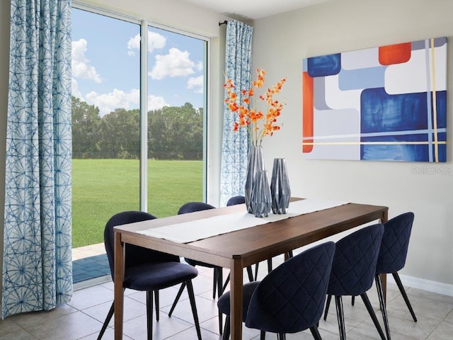 dining room with light tile patterned floors