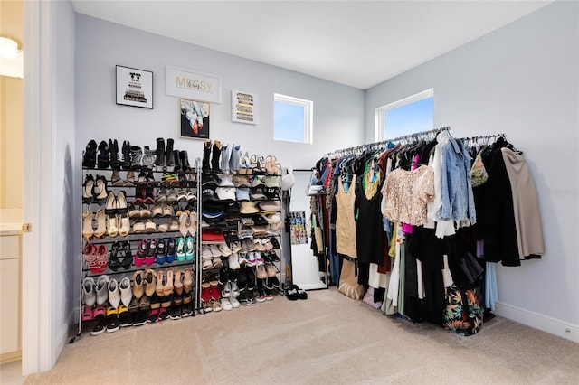 walk in closet featuring carpet