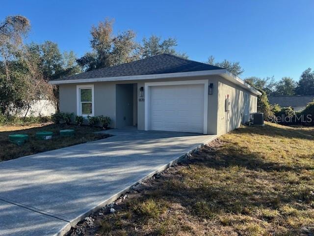 single story home featuring central air condition unit