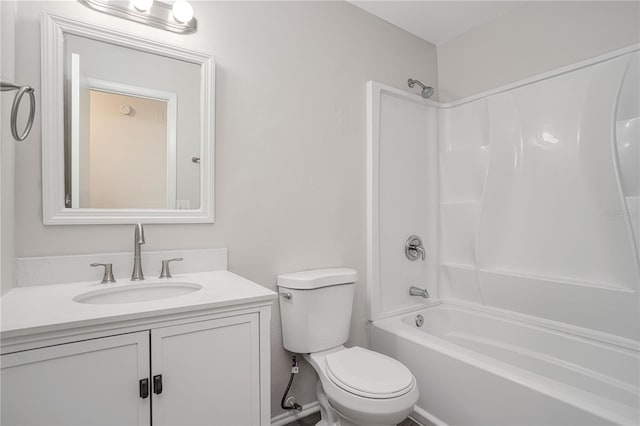 full bathroom featuring toilet, vanity, and shower / bathtub combination